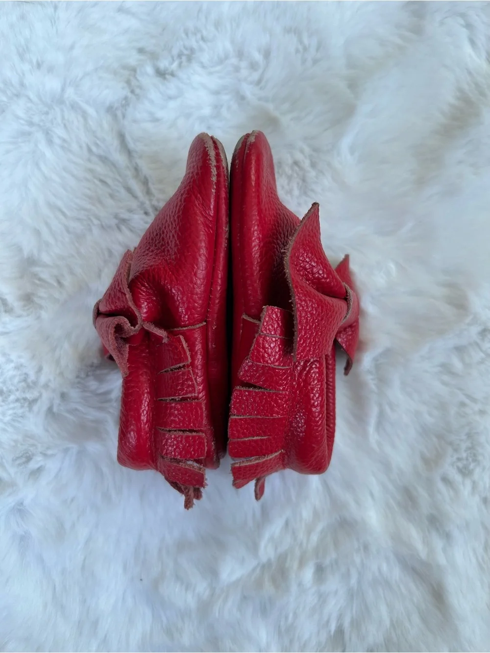 Freya Etsy Red Baby Bow Moccasins - Soft Leather Toddler Shoes 5